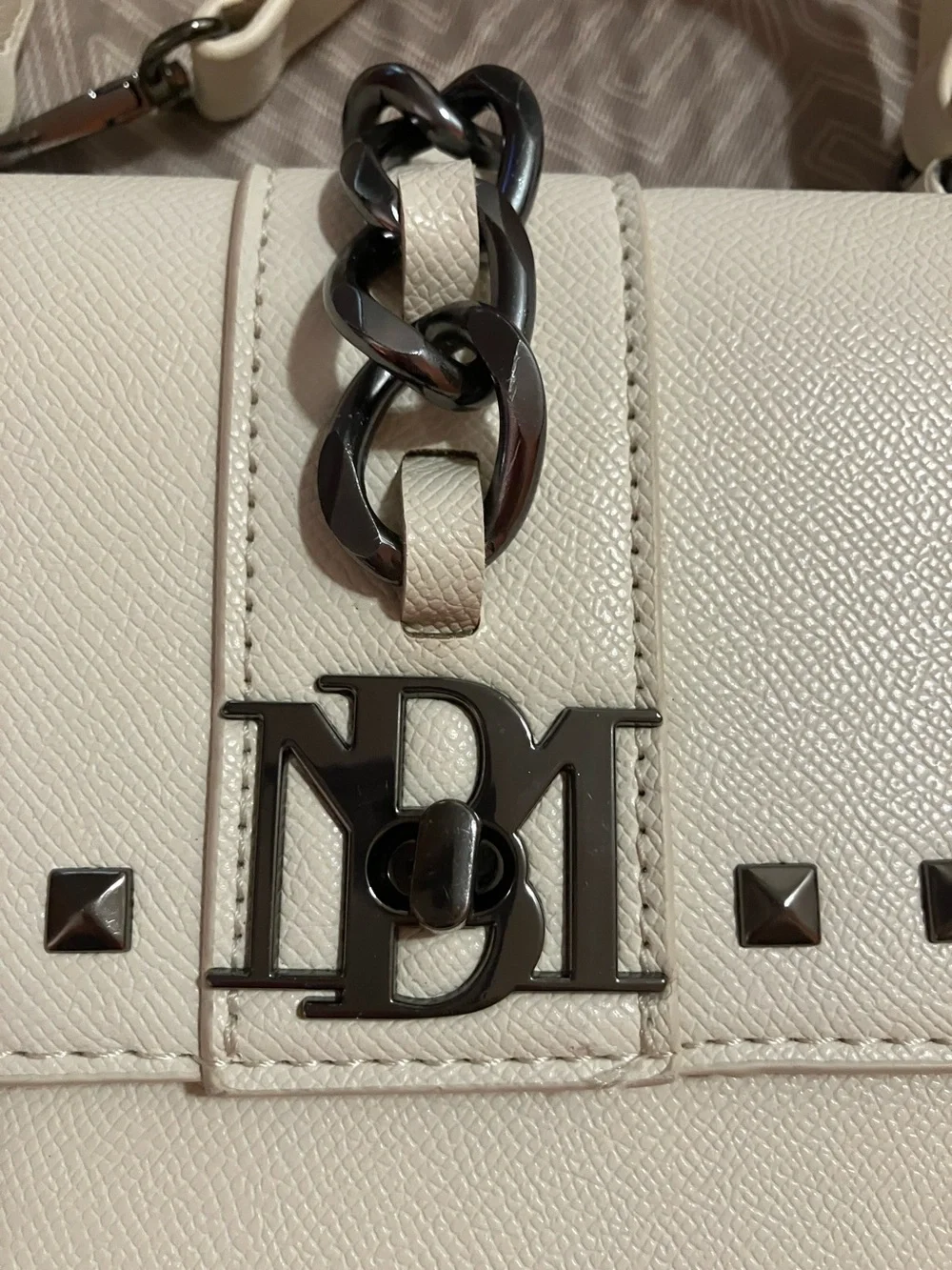 Off-White Stud-Trim Top Handle Crossbody Bag by Bartley Mischka‎
